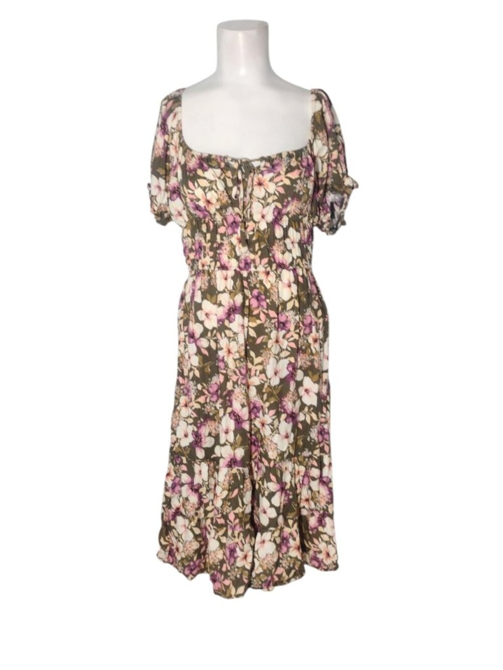 Liberty Love Floral Milkmaid Tiered Midi Dress M Boho Peasant